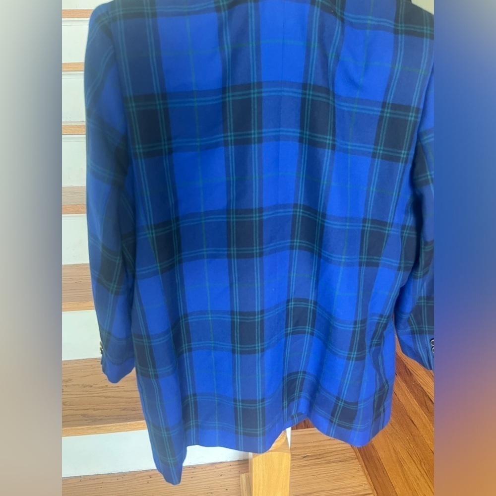 Vintage 80s 90s Worthington Blue and Green Plaid Tartan Oversized Size 14 - Picture 6 of 9